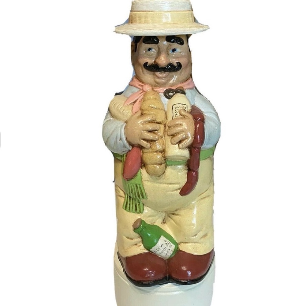 Vintage Alberta Italian Man Wine Sausage Bread Jug Barrel Decanter Barwa…